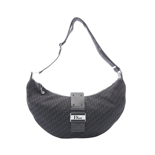 ストリートシック トロッター ワンショルダーバッグ キャンバス レザー ブラック グレー クリスチャンディオール バッグ Christian Dior