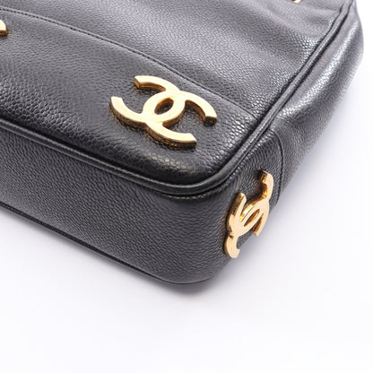 トリプルココ ショルダーバッグ トートバッグ キャビアスキン ブラック ゴールド金具 シャネル バッグ CHANEL