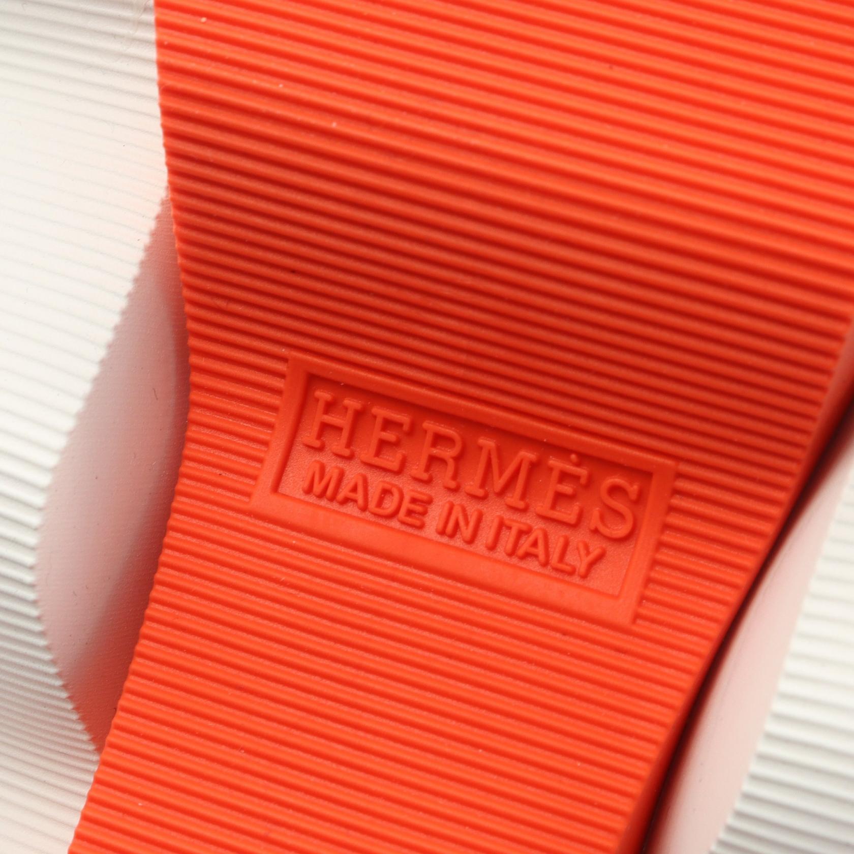 アンヴォル スニーカー ファブリック スエード ネイビー ホワイト オレンジ エルメス シューズ HERMES