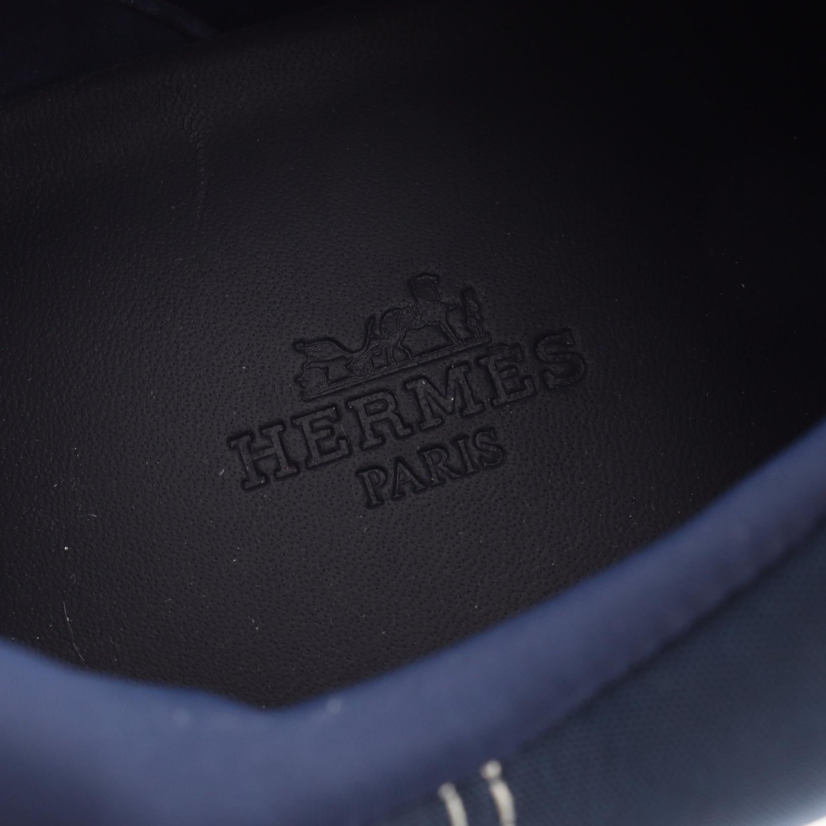 アンヴォル スニーカー ファブリック スエード ネイビー ホワイト オレンジ エルメス シューズ HERMES