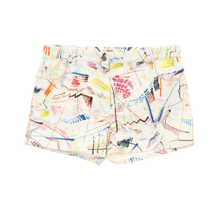 総柄 ショート パンツ コットン ホワイト マルチカラー エルメス ボトムス HERMES