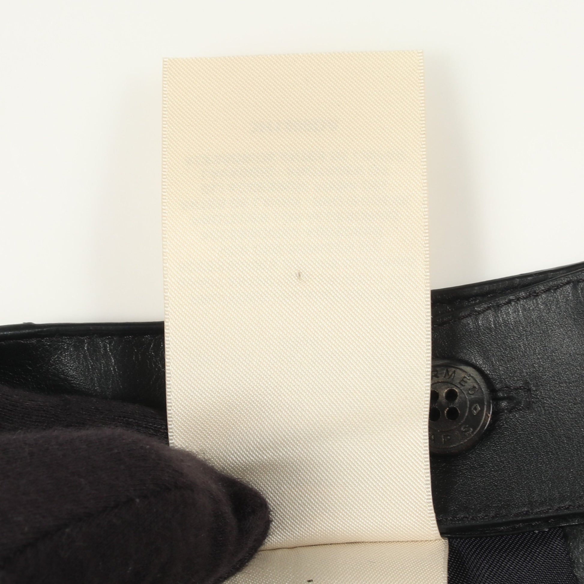 ベルト付き パンツ レザー ブラック エルメス ボトムス HERMES