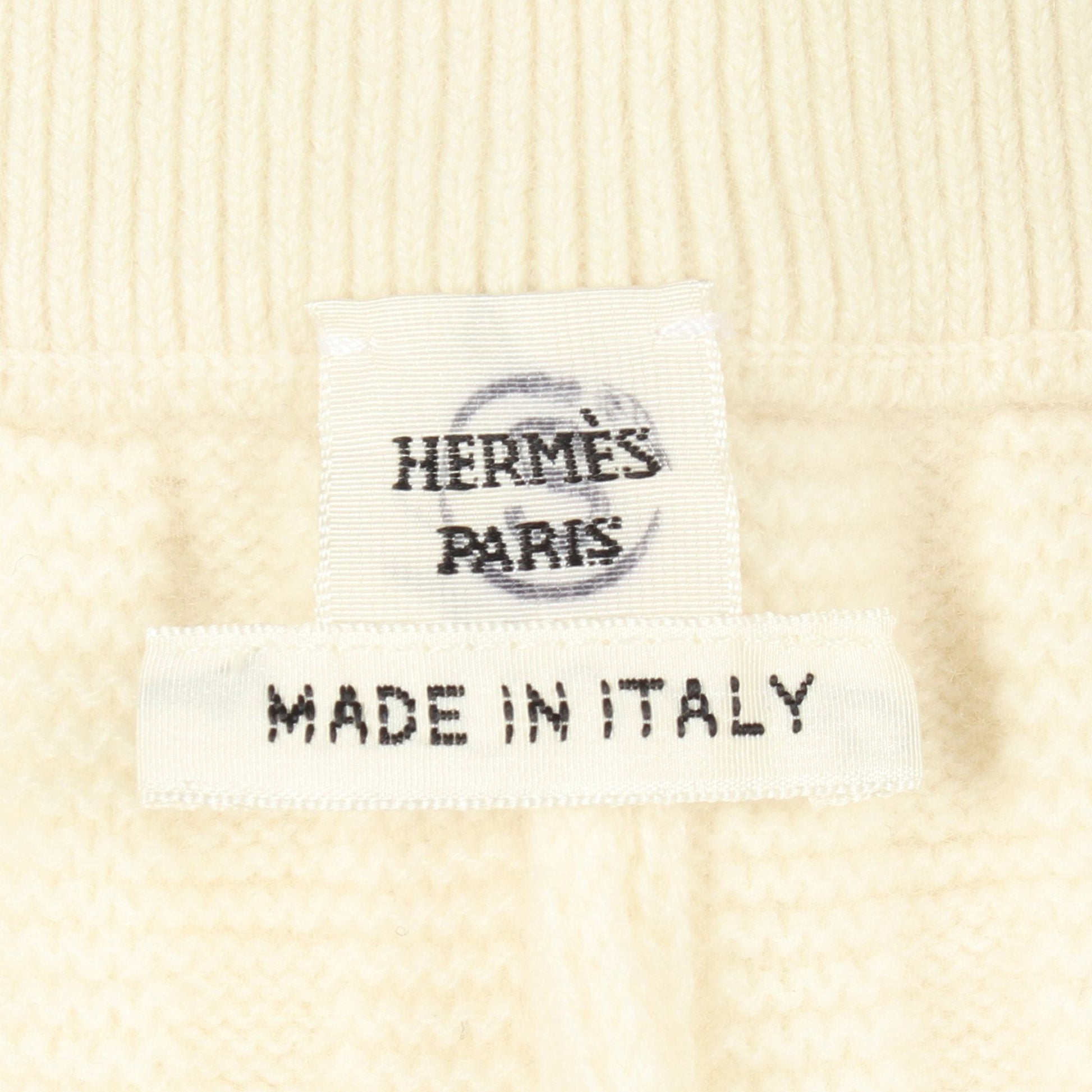 Hモチーフ ニット イージーパンツ ウール オフホワイト エルメス ボトムス HERMES