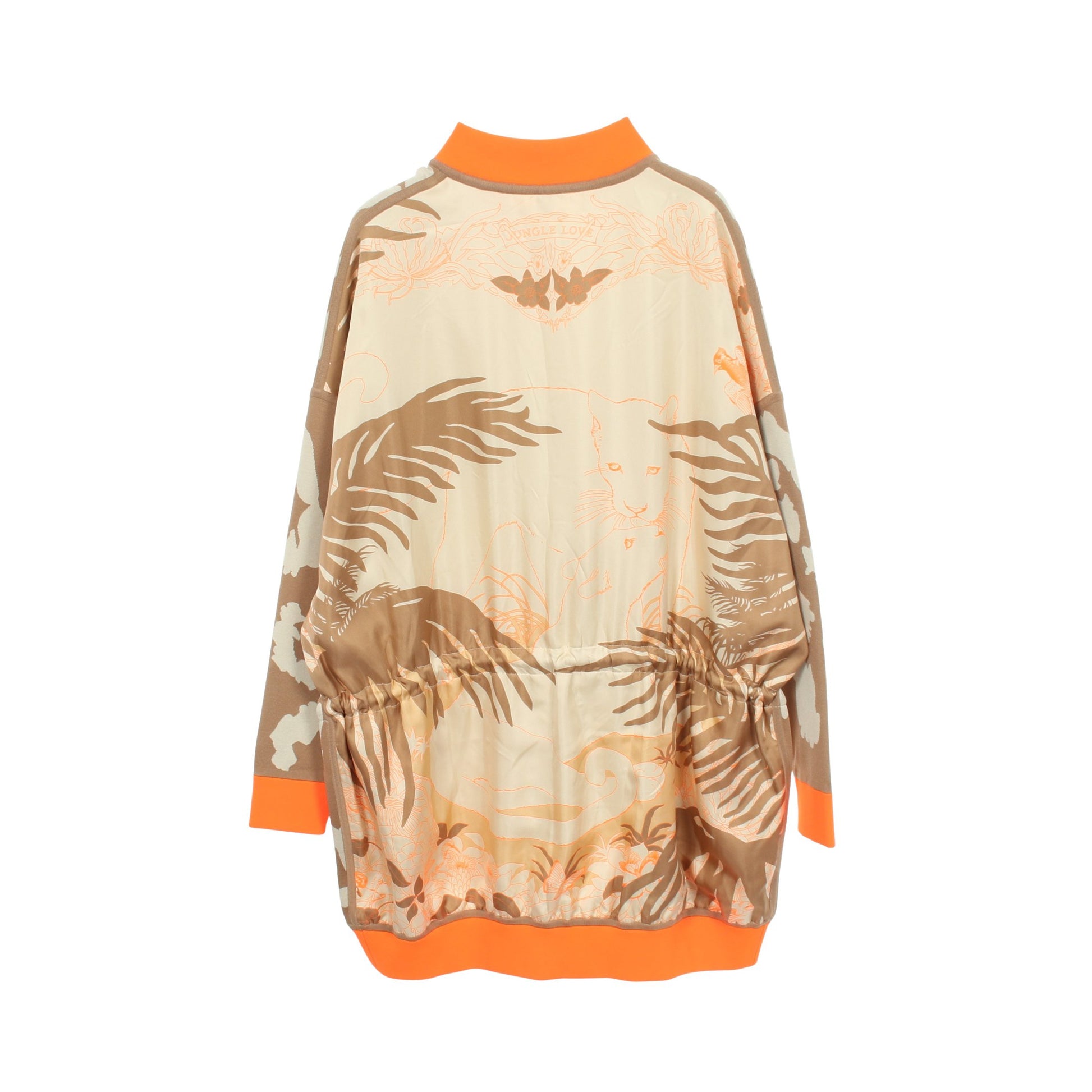 JUNGLE LOVE ツイルレーヌ ジップアップ ジップアップ ジャケット シルク ベージュ オレンジ エルメス アウター HERMES