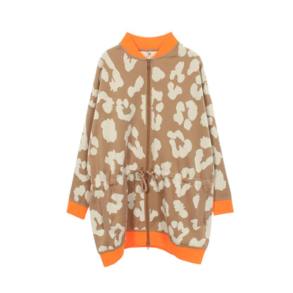 JUNGLE LOVE ツイルレーヌ ジップアップ ジップアップ ジャケット シルク ベージュ オレンジ エルメス アウター HERMES