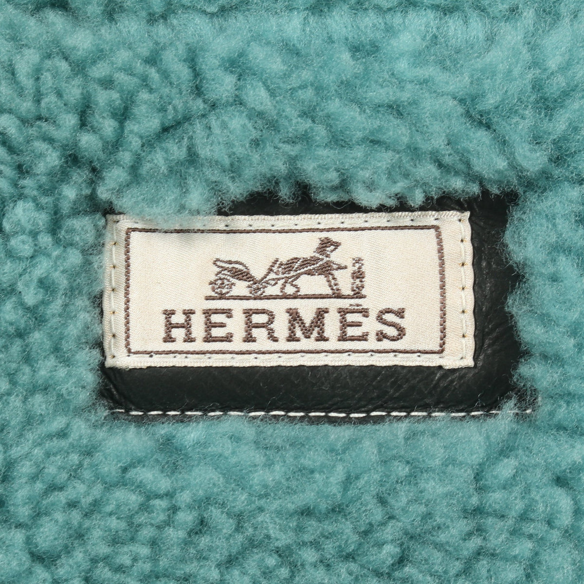 セリエボタン ジップアップ ジャケット ムートン ダークグレー ターコイズブルー エルメス アウター HERMES