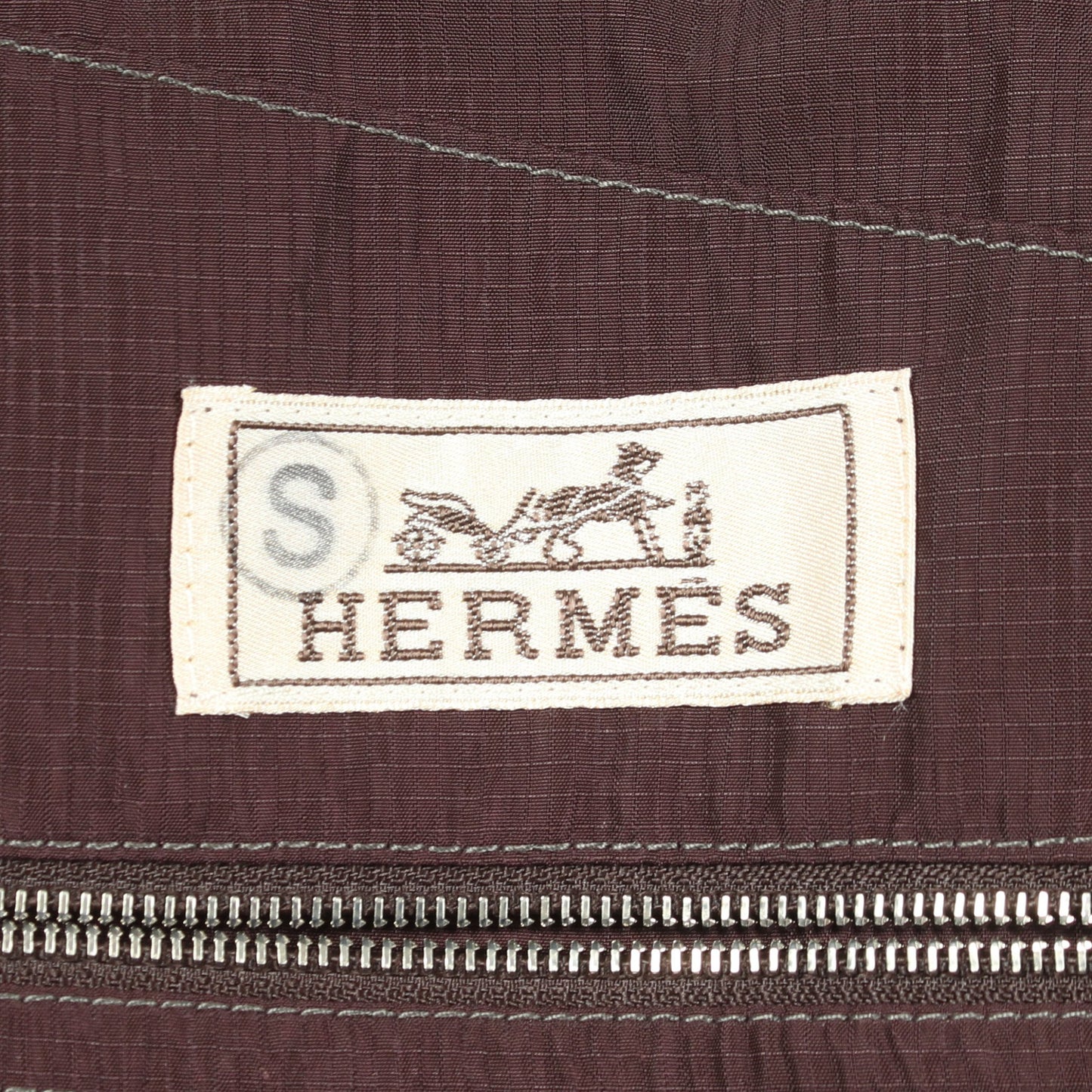 セリエボタン フード付き ジップアップ ジャケット キュプラ ナイロン ダークブラウン エルメス アウター HERMES