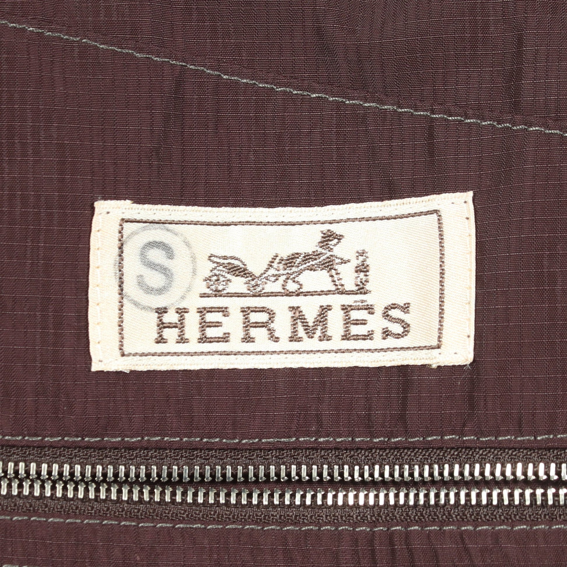 セリエボタン フード付き ジップアップ ジャケット キュプラ ナイロン ダークブラウン エルメス アウター HERMES