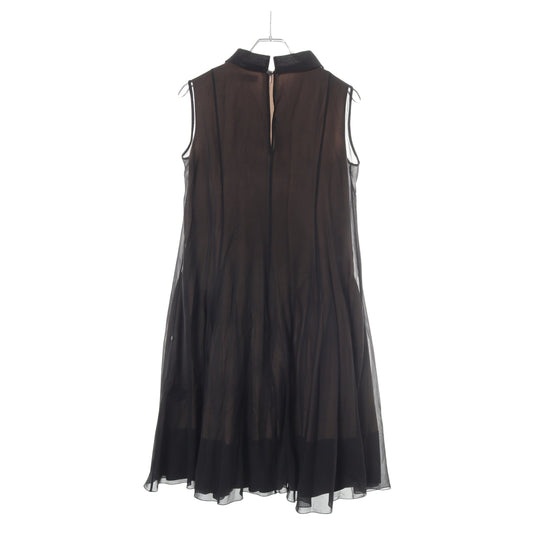 Dress Charlotte シャーロット レイヤード ノースリーブ ワンピース ブラック ベージュ フォクシー
