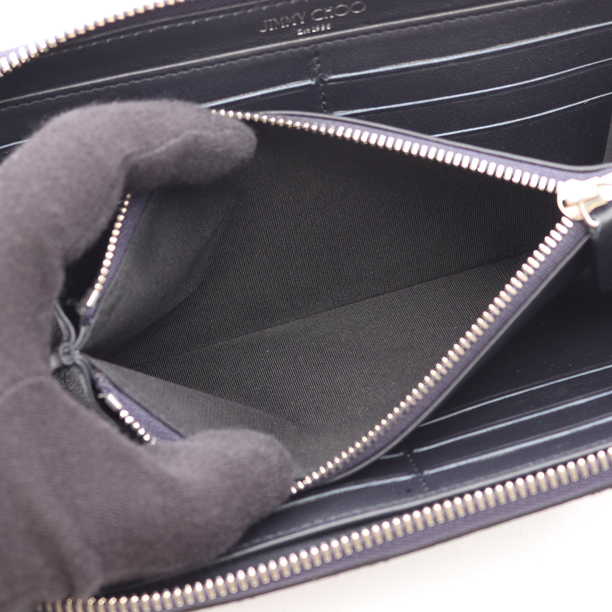 CARNABY スターエンボス ラウンドファスナー長財布 レザー ネイビー ジミーチュウ 財布・小物 JIMMY CHOO