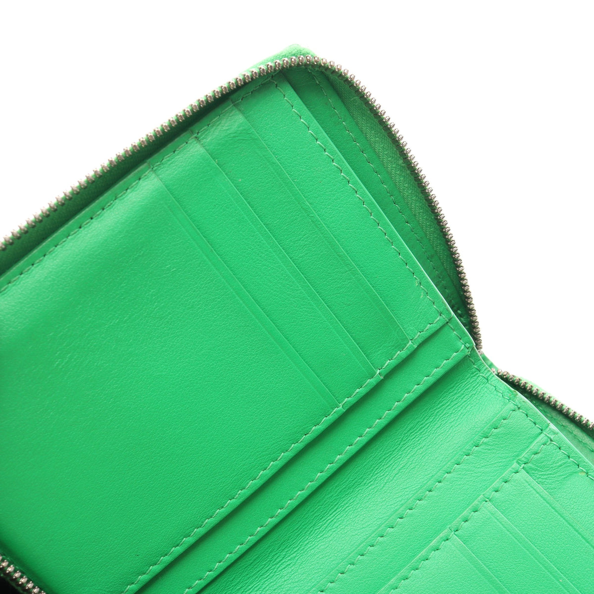 マキシイントレチャート ラウンドファスナー財布 レザー グリーン ボッテガヴェネタ 財布・小物 BOTTEGA VENETA