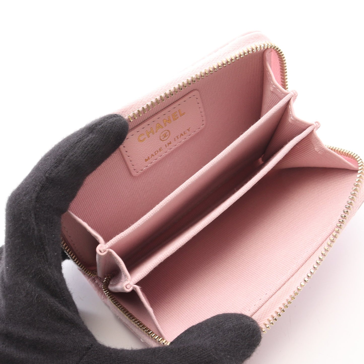 クラシック ジップ コインパース マトラッセ コインケース レザー ピンク ゴールド金具 シャネル