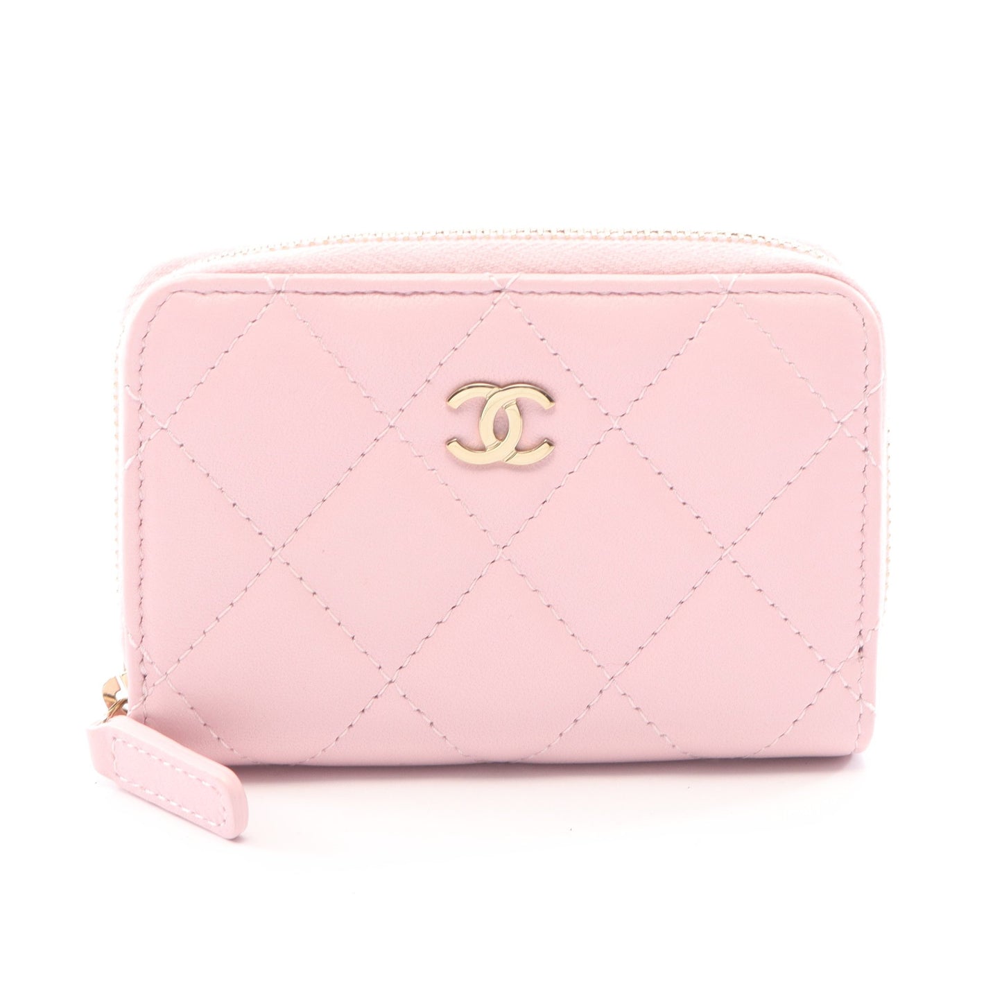 クラシック ジップ コインパース マトラッセ コインケース レザー ピンク ゴールド金具 シャネル