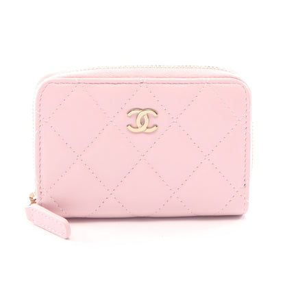 クラシック ジップ コインパース マトラッセ コインケース レザー ピンク ゴールド金具 シャネル