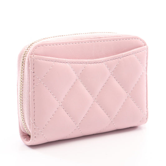 クラシック ジップ コインパース マトラッセ コインケース レザー ピンク ゴールド金具 シャネル 財布・小物 CHANEL