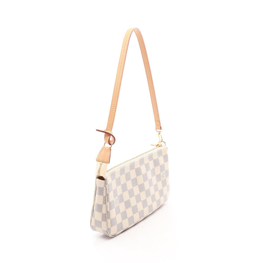 ポシェットアクセソワール ダミエアズール ハンドバッグ PVC レザー ホワイト ルイヴィトン バッグ LOUIS VUITTON