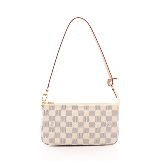 ポシェットアクセソワール ダミエアズール ハンドバッグ PVC レザー ホワイト ルイヴィトン バッグ LOUIS VUITTON