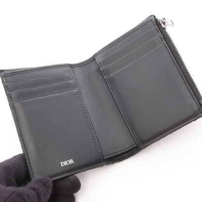オブリーク 二つ折り財布 ジャガード/レザー ブラック ダークグレー クリスチャンディオール 財布・小物 Christian Dior