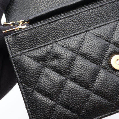 マトラッセ チェーンウォレット キャビアスキン ブラック ゴールド金具 シャネル バッグ CHANEL