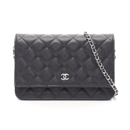 マトラッセ チェーンウォレット キャビアスキン ブラック シルバー金具 シャネル バッグ CHANEL