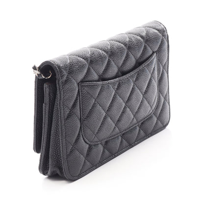 マトラッセ チェーンウォレット キャビアスキン ブラック シルバー金具 シャネル バッグ CHANEL