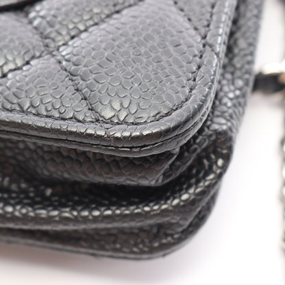 マトラッセ チェーンウォレット キャビアスキン ブラック シルバー金具 シャネル バッグ CHANEL