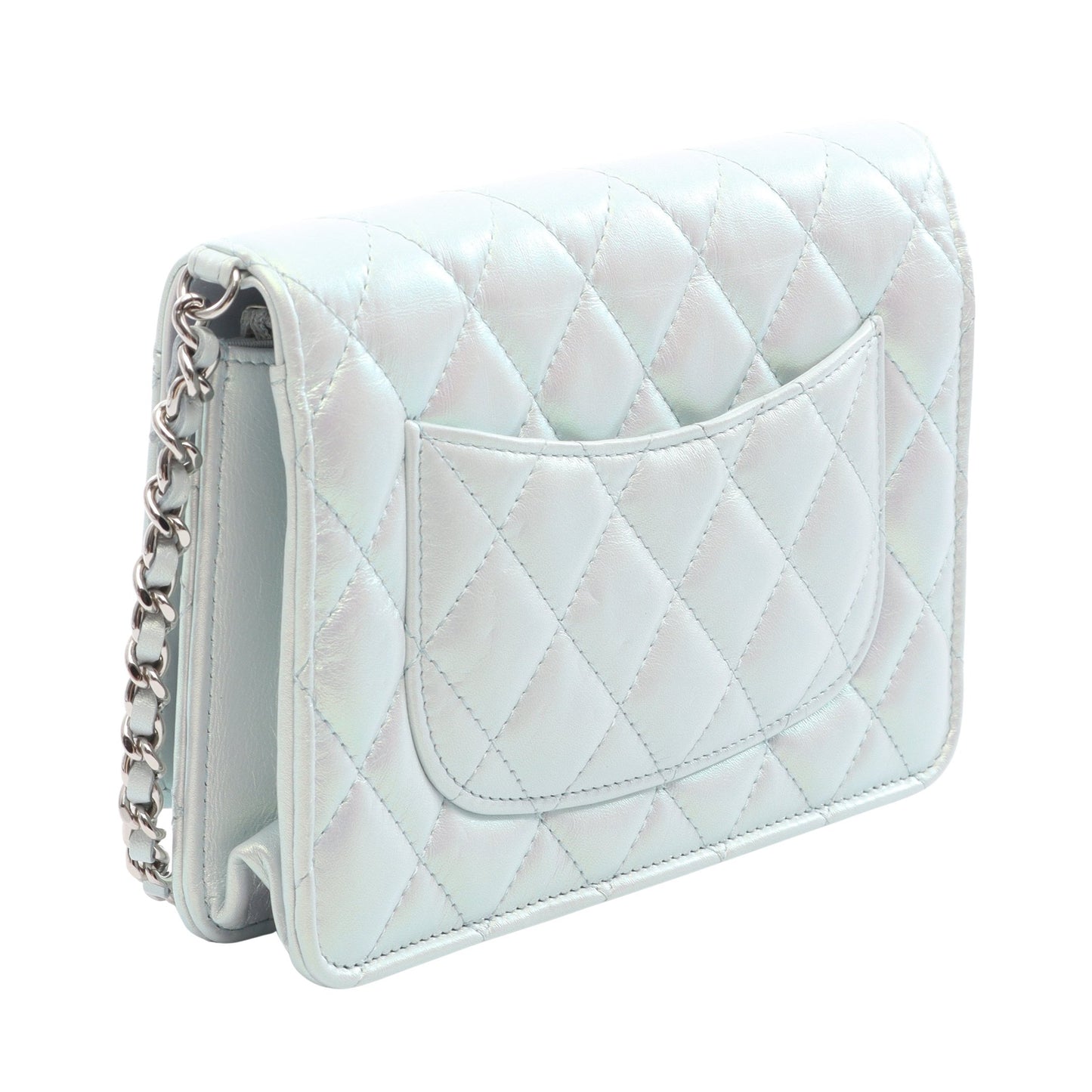 マトラッセ チェーンウォレット ラムスキン ライトブルー シルバー金具 シャネル バッグ CHANEL