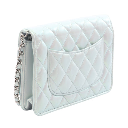 マトラッセ チェーンウォレット ラムスキン ライトブルー シルバー金具 シャネル バッグ CHANEL