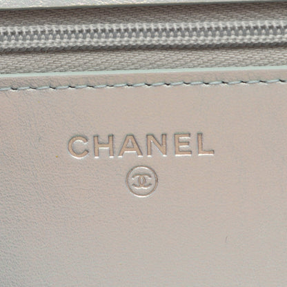 マトラッセ チェーンウォレット ラムスキン ライトブルー シルバー金具 シャネル バッグ CHANEL