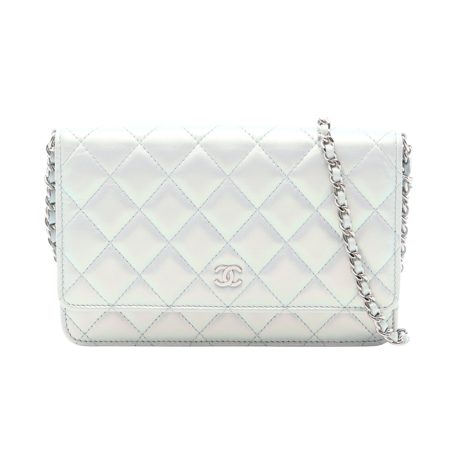 マトラッセ チェーンウォレット ラムスキン ライトブルー シルバー金具 シャネル バッグ CHANEL