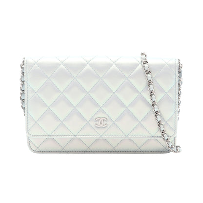 マトラッセ チェーンウォレット ラムスキン ライトブルー シルバー金具 シャネル バッグ CHANEL