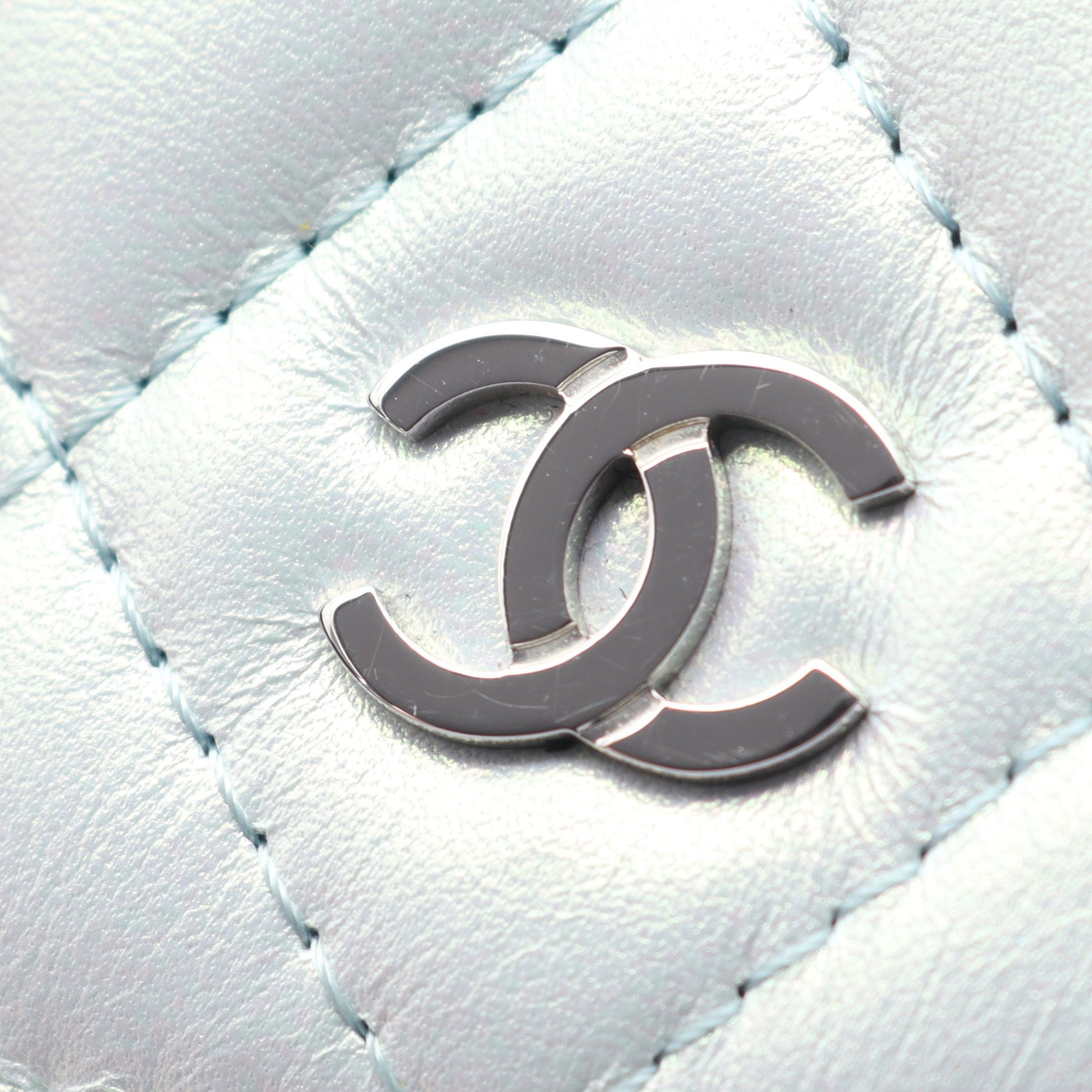マトラッセ チェーンウォレット ラムスキン ライトブルー シルバー金具 シャネル バッグ CHANEL