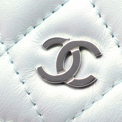 マトラッセ チェーンウォレット ラムスキン ライトブルー シルバー金具 シャネル バッグ CHANEL