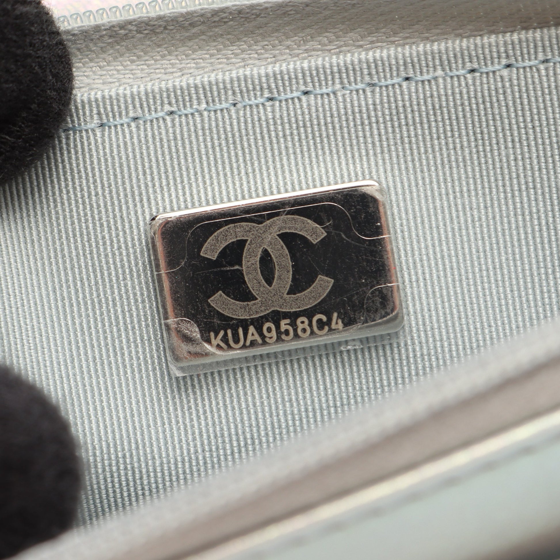 マトラッセ チェーンウォレット ラムスキン ライトブルー シルバー金具 シャネル バッグ CHANEL