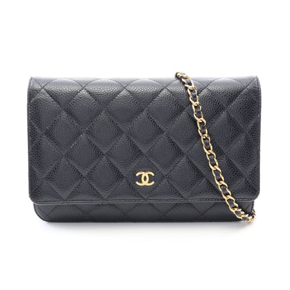 マトラッセ チェーンウォレット キャビアスキン ブラック ゴールド金具 シャネル バッグ CHANEL