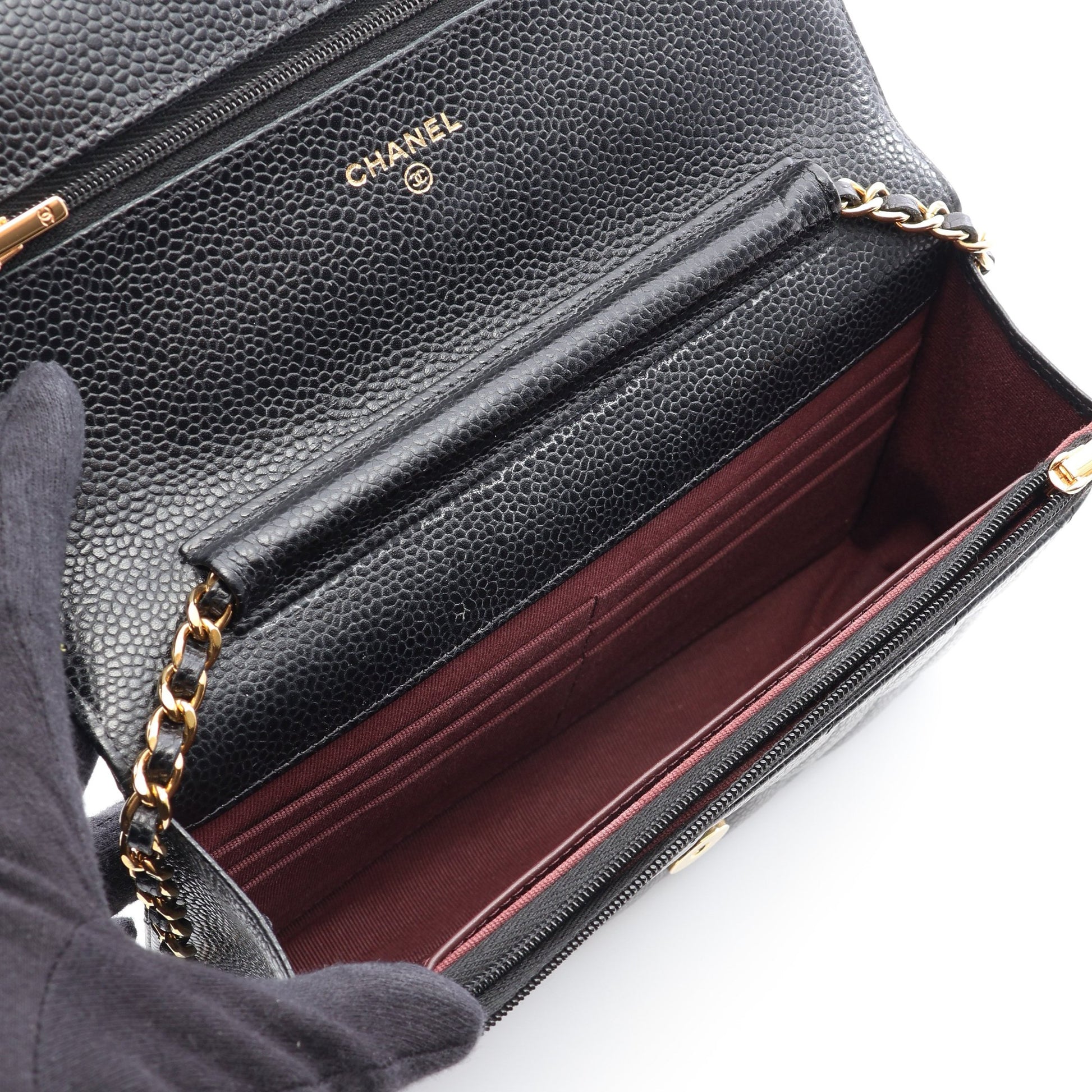 マトラッセ チェーンウォレット キャビアスキン ブラック ゴールド金具 シャネル バッグ CHANEL