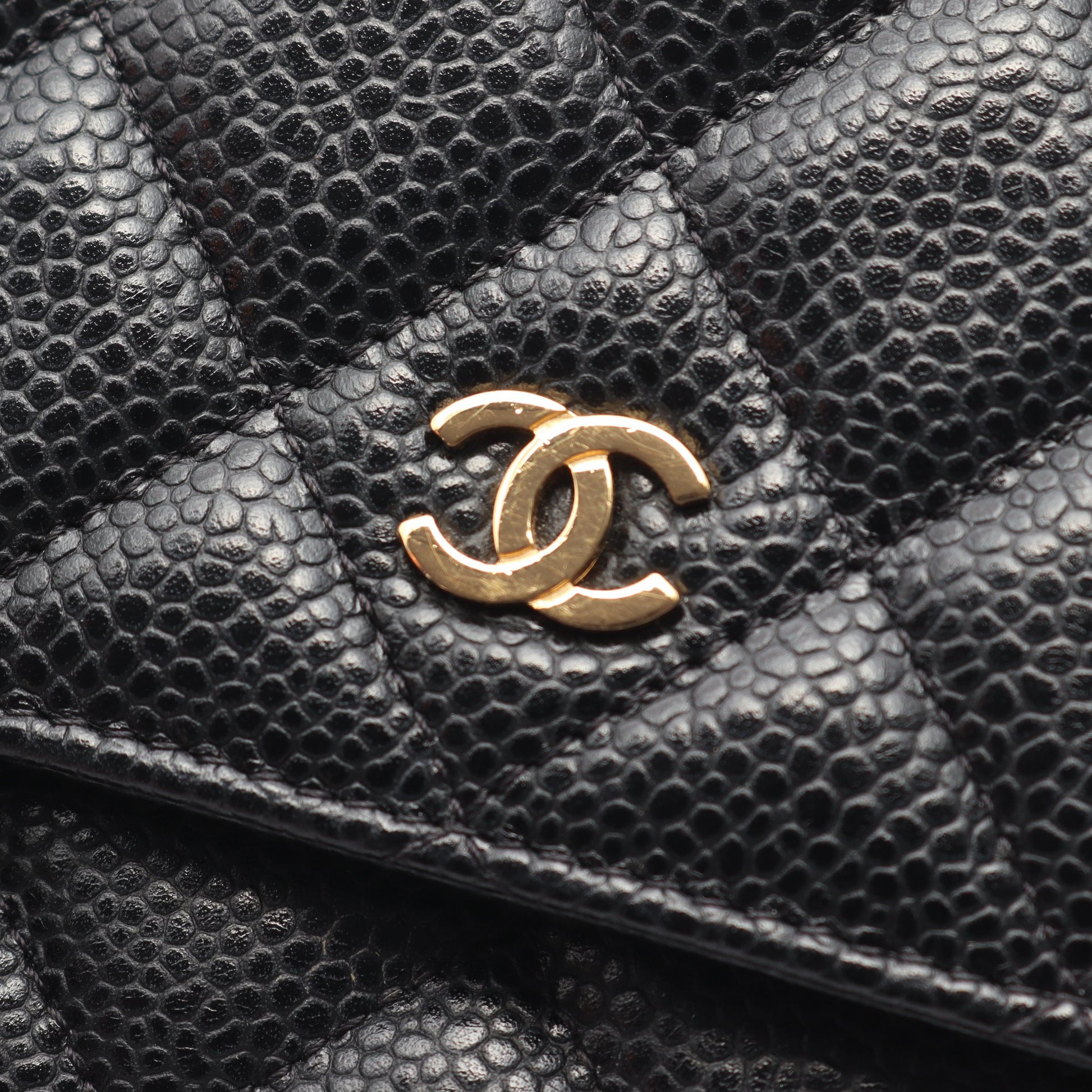マトラッセ チェーンウォレット キャビアスキン ブラック ゴールド金具 シャネル バッグ CHANEL