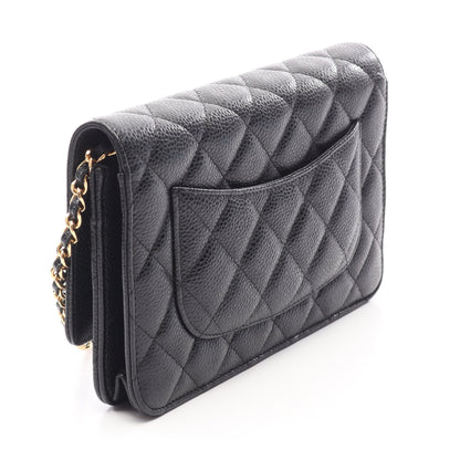 マトラッセ チェーンウォレット キャビアスキン ブラック ゴールド金具 シャネル バッグ CHANEL