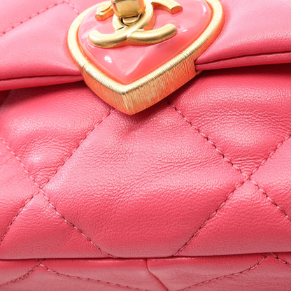 マトラッセ ハートロック チェーンショルダーバッグ ラムスキン ピンク ゴールド金具 シャネル バッグ CHANEL