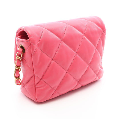 マトラッセ ハートロック チェーンショルダーバッグ ラムスキン ピンク ゴールド金具 シャネル バッグ CHANEL