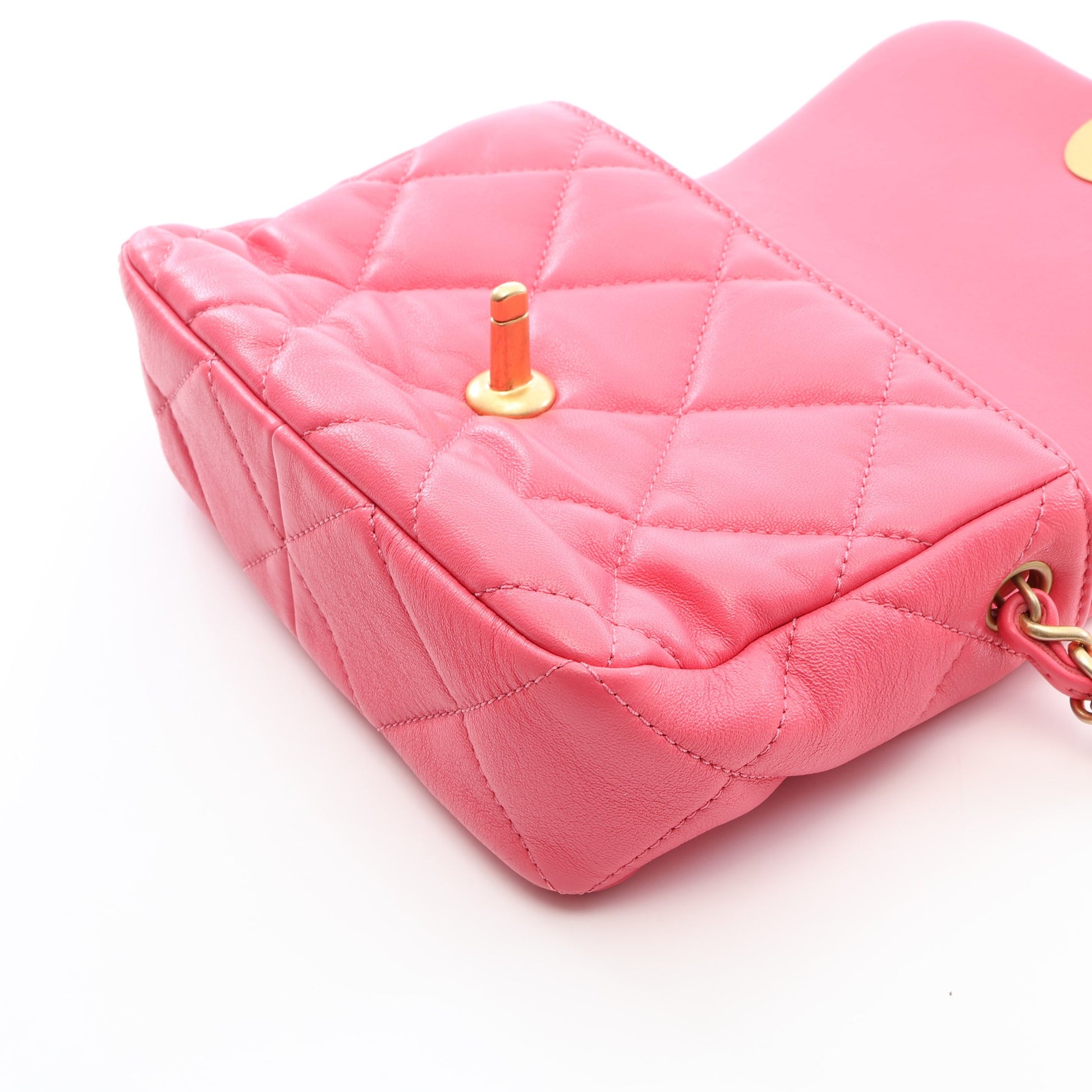 マトラッセ ハートロック チェーンショルダーバッグ ラムスキン ピンク ゴールド金具 シャネル バッグ CHANEL