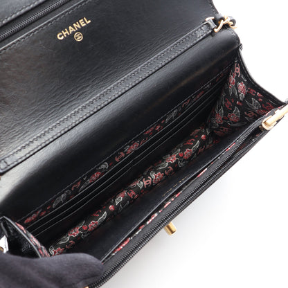 マトラッセ ショルダーウォレット レザー ブラック ゴールド金具 シャネル バッグ CHANEL
