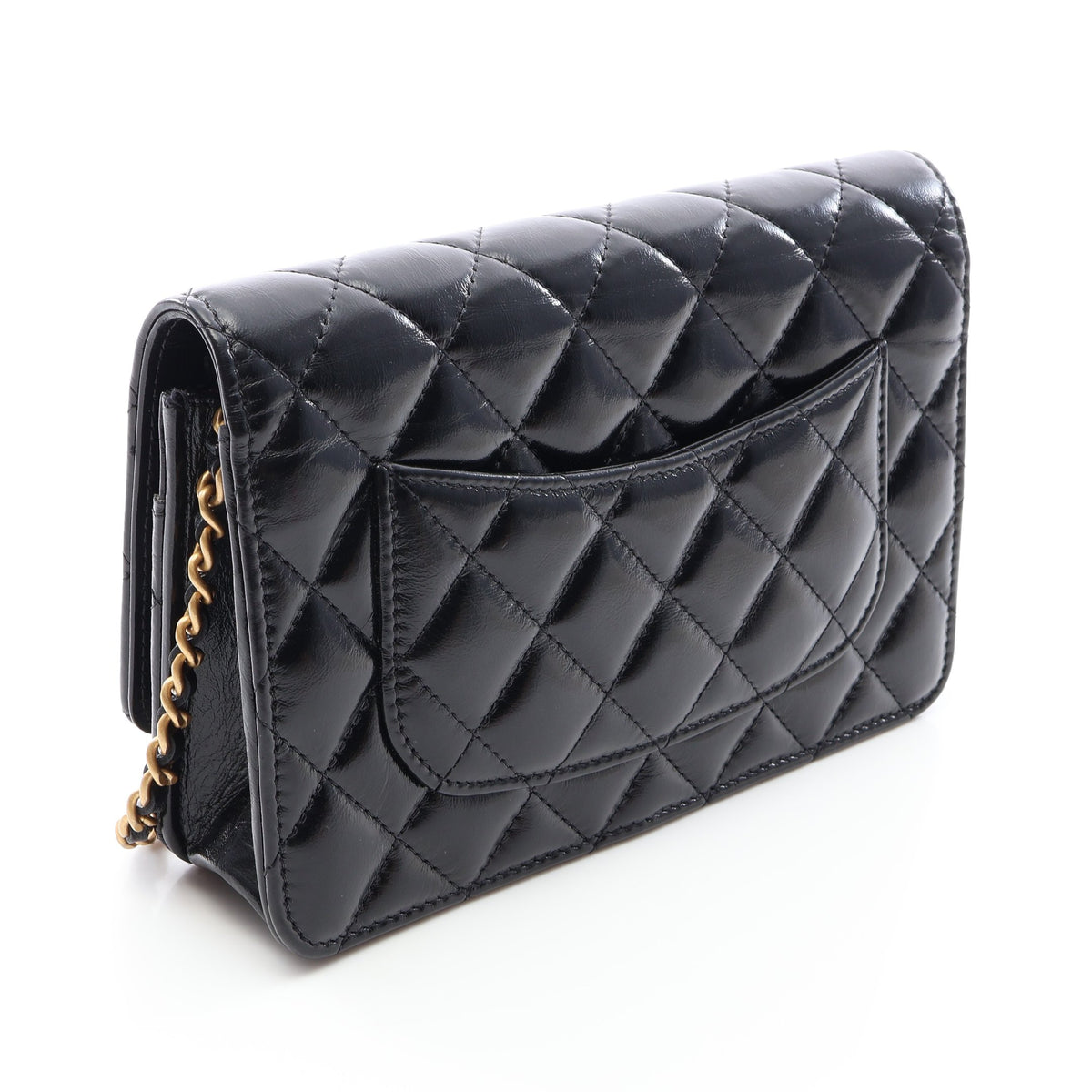 マトラッセ ショルダーウォレット レザー ブラック ゴールド金具 シャネル バッグ CHANEL