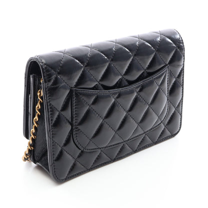 マトラッセ ショルダーウォレット レザー ブラック ゴールド金具 シャネル バッグ CHANEL