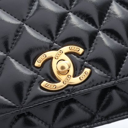 マトラッセ ショルダーウォレット レザー ブラック ゴールド金具 シャネル バッグ CHANEL