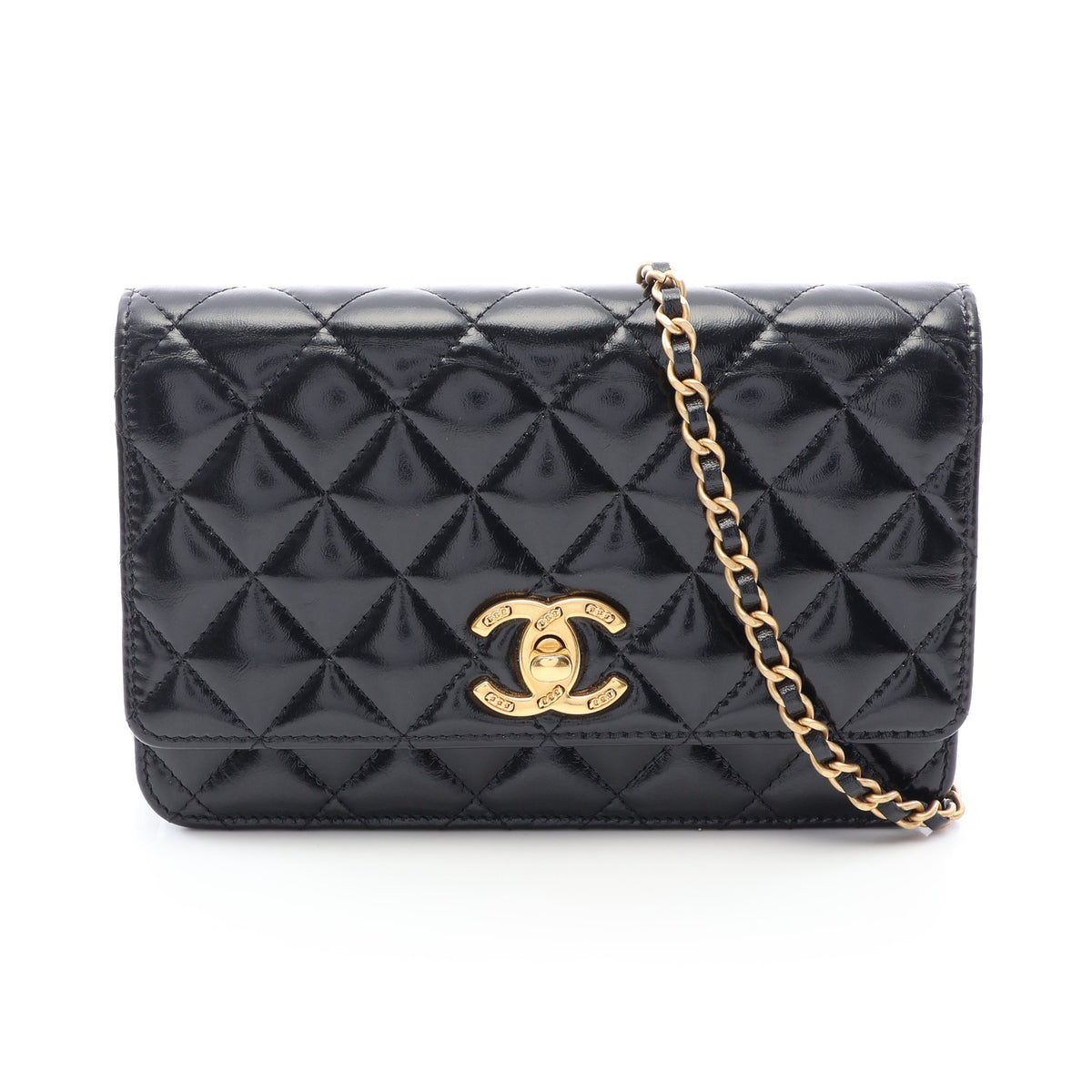 マトラッセ ショルダーウォレット レザー ブラック ゴールド金具 シャネル バッグ CHANEL