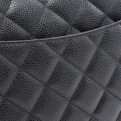 マトラッセ34 クラシックマキシ Wフラップ Wチェーンショルダーバッグ キャビアスキン ブラック シルバー金具 シャネル バッグ CHANEL