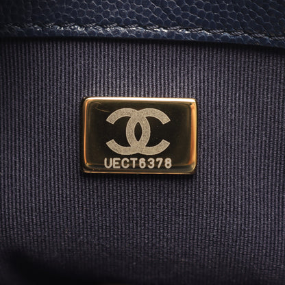 マトラッセ チェーンショルダーバッグ キャビアスキン ネイビー ゴールド金具 シャネル バッグ CHANEL