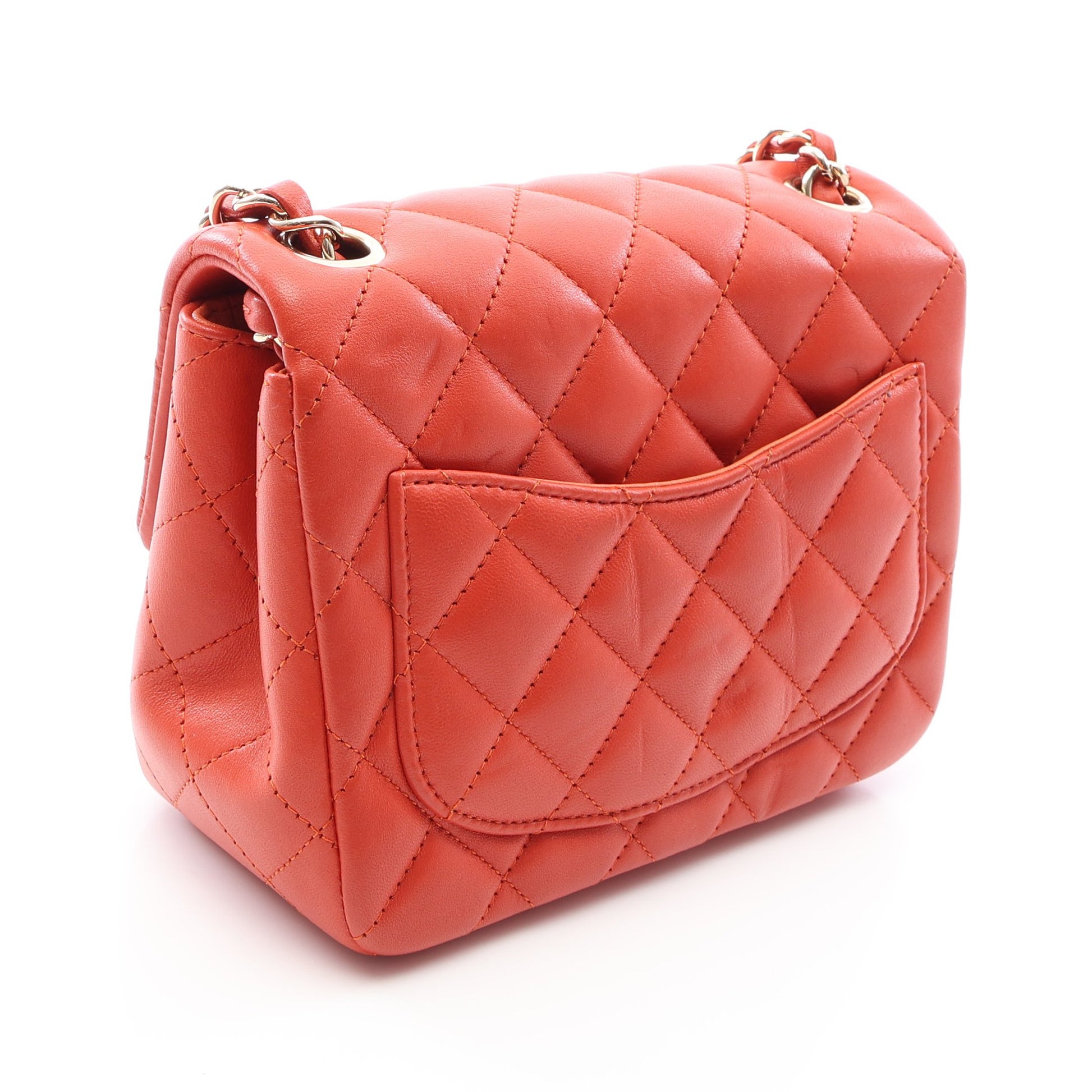 ミニマトラッセ チェーンショルダーバッグ ラムスキン オレンジブラウン ゴールド金具 シャネル バッグ CHANEL
