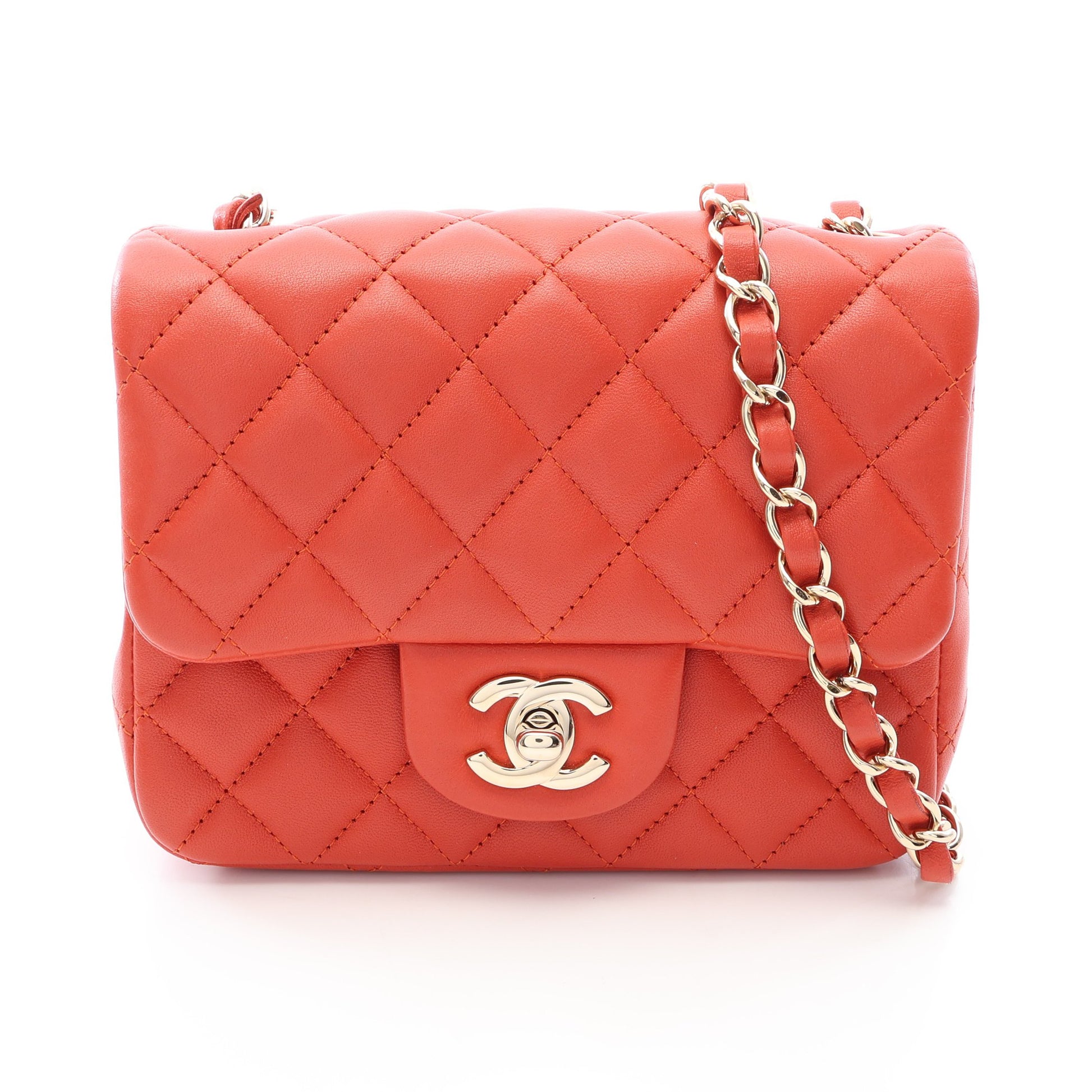 ミニマトラッセ チェーンショルダーバッグ ラムスキン オレンジブラウン ゴールド金具 シャネル バッグ CHANEL